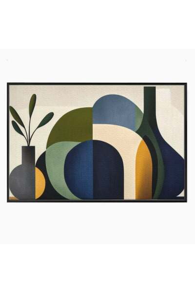 Luxcanva Tablou Canvas Siluete Vegetale 100x70 cm cu Rama Negru Siluete Veget...