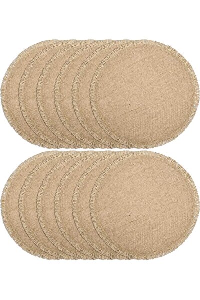 GENERAL FunWheat Burlap Round Braided Placemats Set of 12 for Dining Tables 1...