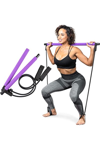 Zerovia Squat Pilates Çubuğu Evde Jimlastik Spor Direnç Lastiği Egzersiz Plat...