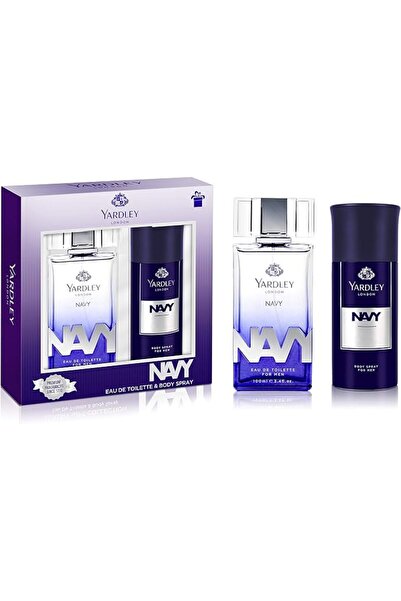 YARDLEY Navy Perfumed Gift Set for Men - EDT 100 ml + Body Spray 150 ml | Fre...