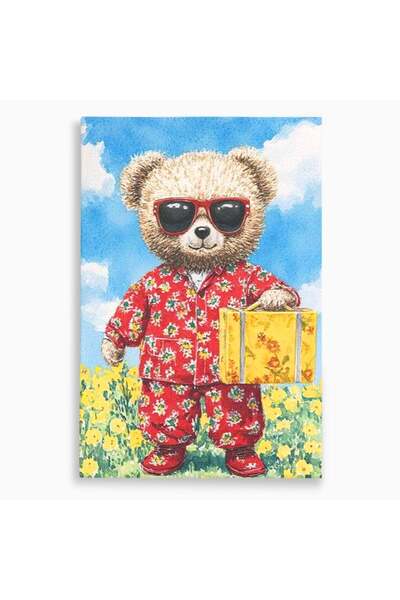 Luxcanva Tablou Canvas Ursuletul In Vacanta 50x70 cm pe Sasiu Lemn Ursuletul ...