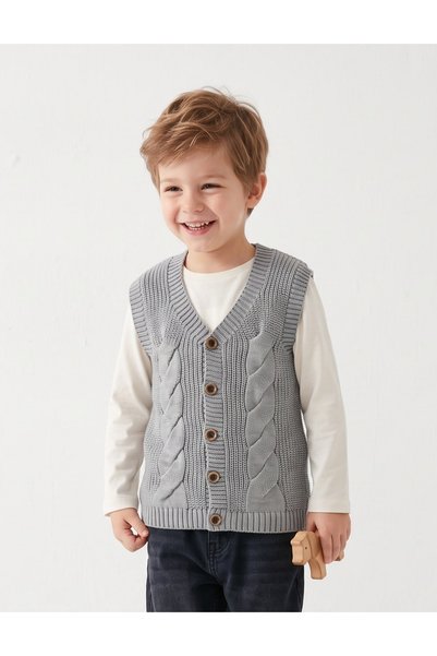 MiniKids Vesta Paul acrilic, gri