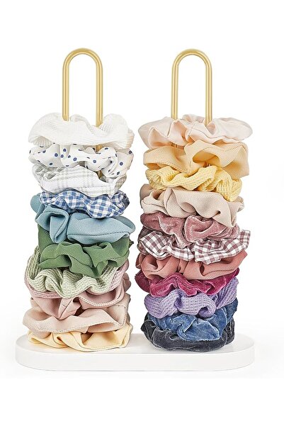 Dahey Scrunchie Holder Hair Tie Organizer Stand 2 Tier Modern Metal Hair Acce...