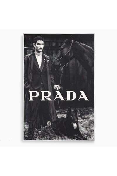 Luxcanva Tablou Canvas Prada Men 40x60 cm cu Rama Argintiu Prada Men Moda Lux...