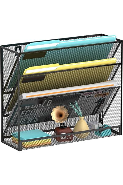GENERAL SUPEASY 4-Tier Wall File Organizer Mesh Office Holder, Hanging Wall O...