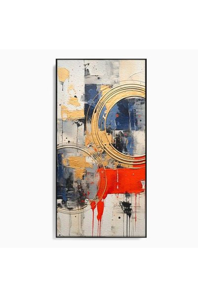 Luxcanva Tablou Canvas Cercurile Timpului 60x120 cm cu Rama Negru Cercurile T...