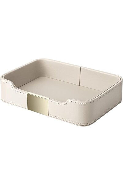 SANZIE Luxury Leather Tray Desktop Storage Catchall Organizer Decorative Tray...