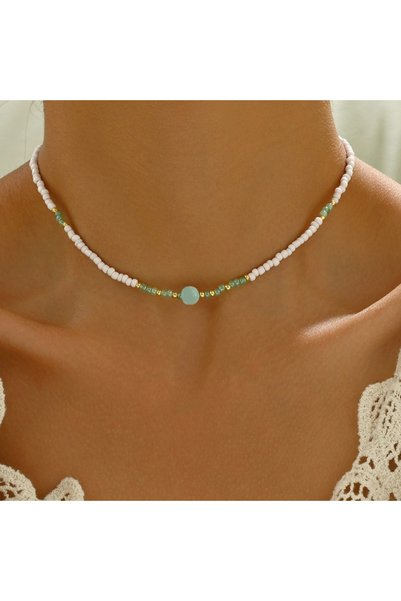 Choice YF4141-4 Vintage Bohemian Style Woven Rice Beads Beaded Necklace Women...