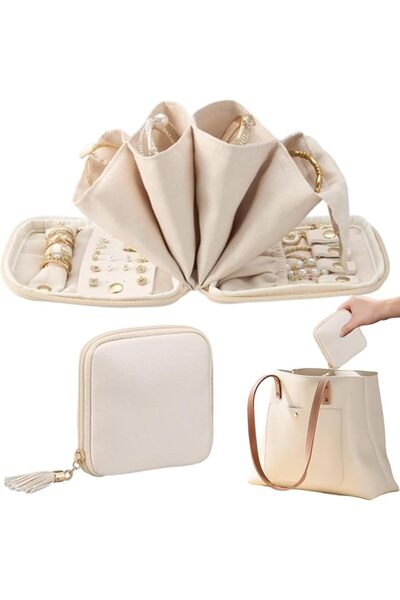 Generic Travel Jewelry Case Multi-Layered Soft Necklace Storage Bag