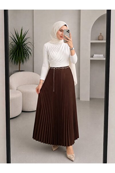 modapark.ist Double-Breasted Collared Blouse and Pleated Skirt Set