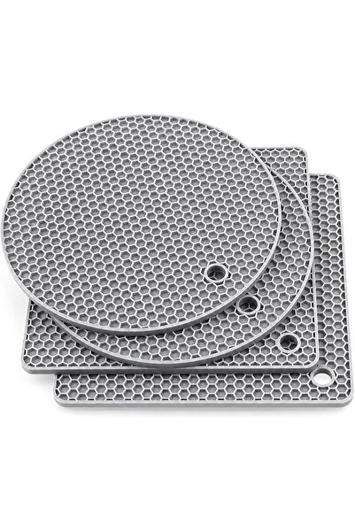 GENERAL Set of 4 Silicone Coasters Heat Resistant Trivet with Honeycomb Patte...