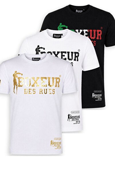 Boxeur Des Rues Tricouri bărbătești, pachet de 3, croială slim-fit: Alb/Auriu...