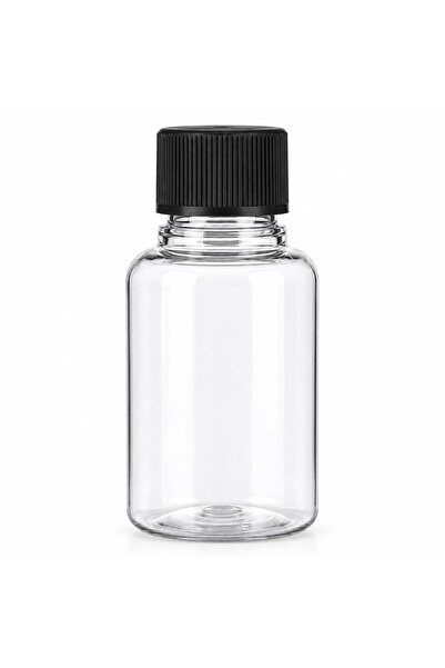makrobay 10 Adet 60 ml Kalın PET Şişe - Siyah Kapaklı - Kolonya, Tonik ve Losyon İçin Boş Seyahat Şişesi