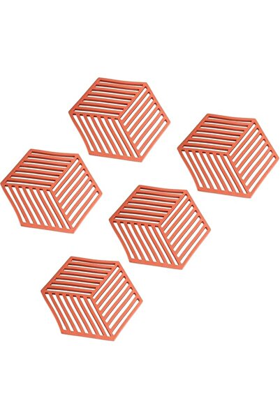 Generic 5Pcs Silicone Coasters Mat Hexagonal Coaster Mats, Non-slip Insulated...