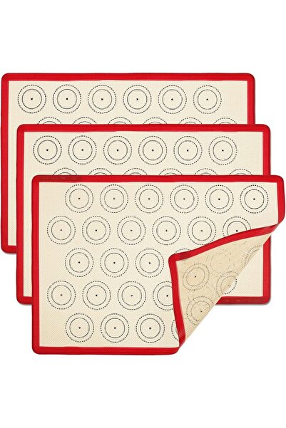 GENERAL 3Pcs red Silicone Macaroon Baking Mat Uniform Heating Cake Baking Mat...