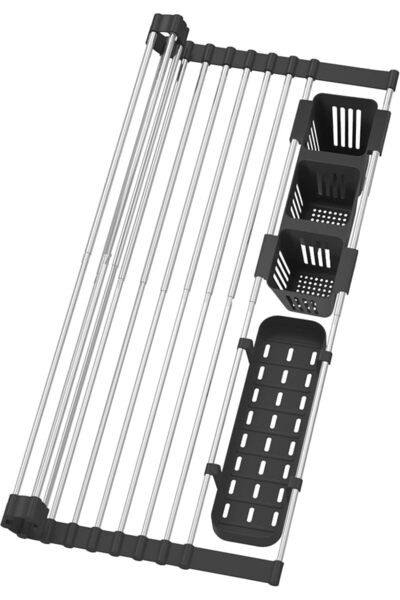 GENERAL BBXTYLY Black Expandable Roll Up Dish Drying Rack Up to 22.8''with 2 ...