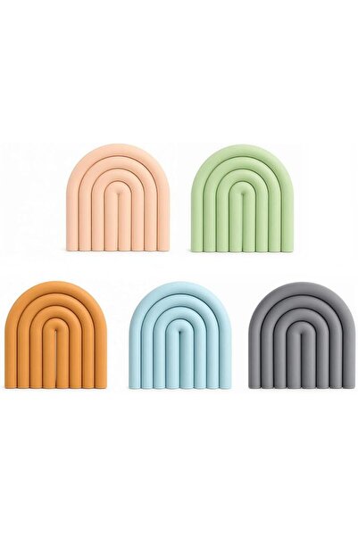 GENERAL Pack of 5 Rainbow Silicone Pot Coasters, Heat Resistant, Placemats, W...