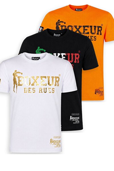 Boxeur Des Rues Tricouri bărbătești, pachet de 3, croială slim-fit: Alb/Auriu...