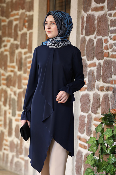 ELBENMODA Asimetrik Kesim Şı ve Zarif Tesettür Tunik Arya