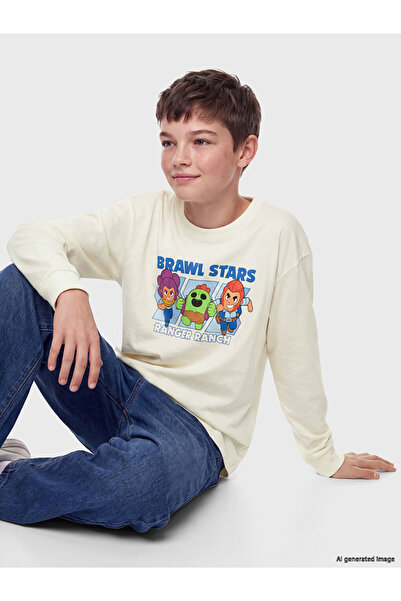 LC Waikiki Peak New Season Ecru Boys' T-Shirt