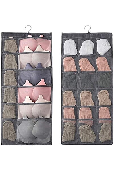 TREXEE Double Sided 30 Pockets Clear Hanging Bag Socks Bra Underwear Rack Han...