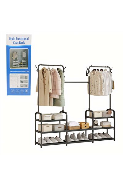 JML Dulap Organizator Metalic 164x137x26cm, cu 2 Bare pentru Haine și 3 Rafturi