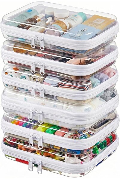 CarryEpic Clear Hard Shell Zipper Cases (6 Packs), Plastic Hard Sided Zippers...