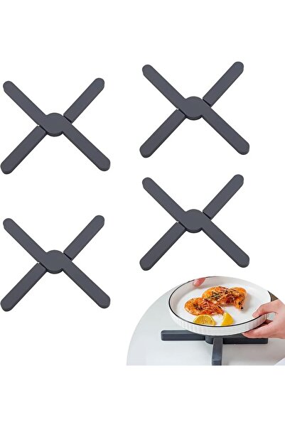 EXLECO 4 Pieces Silicone Pot Coasters Heat Resistant Pot Coasters Foldable Po...