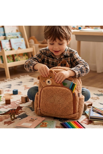 Yumuşak Peluş Anaokulu ve Kreş Sırt Çantası - Sevimli Çocuk Okul Çantası (35x28x15 cm)