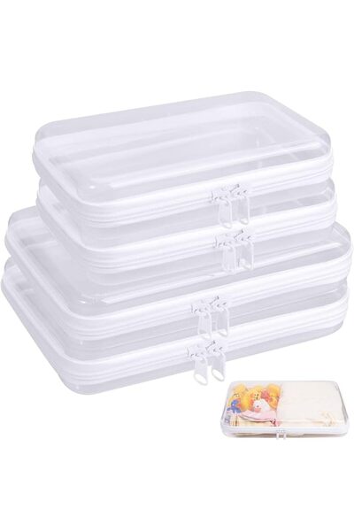 GENERAL 4Pcs Toy Storage Bags with Zipper Clear Storage Bags Double Zipper Tr...