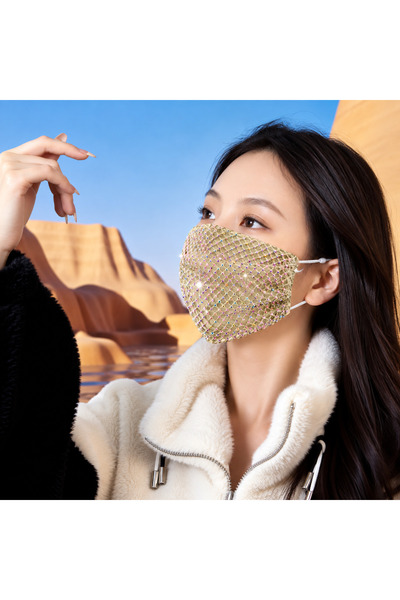 Generic Brand Shiny Crystal Rhinestone Face Mask Party Wedding Decorative Fac...