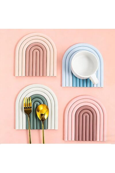 GENERAL Heat Resistant Rainbow Coasters, Set of 4 Placemats, Washable Silicon...