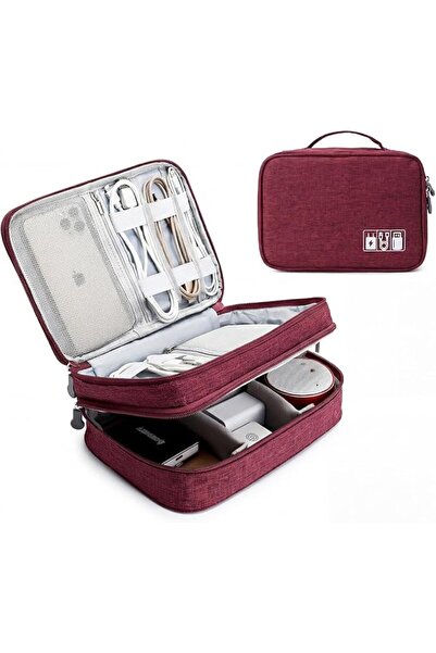 GENERAL Lanola Travel Cable Organizer Bag, Portable Double Layer Electronic A...