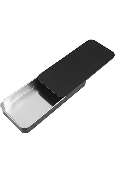 Toyvian Small Rectangular Metal Tin Box Matte Black with Sliding Lid for Cosm...