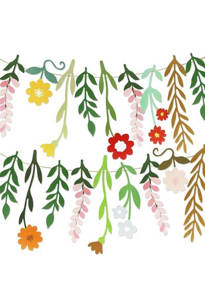 GENERAL Handmade Paper Flower Garland - 18 Wildflowers Cards & 3m String - Sp...