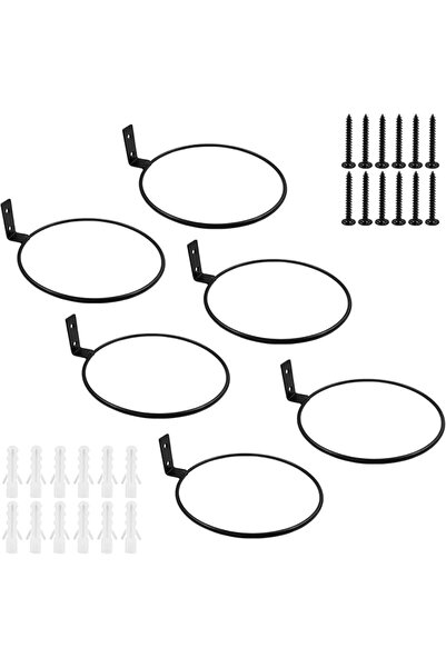 Generic Metal Plant Pot Holder Ring Set of 6 Matte Black Wall Mounted Flower ...