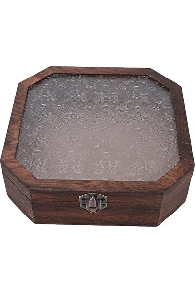 GENERAL Vintage Wooden Storage Box with Lid Decorative Octagonal Jewelry Orga...