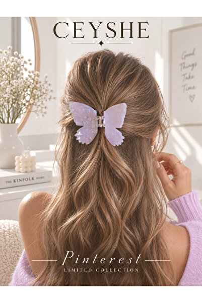 CeyShe Pinterest Acrylic Large Lilac Butterfly Shiny Claw Clip Durable Hairpi...