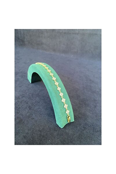 Sizu Accessory Taşlı Mini Yonca Motifli Altın Kaplama Kararmaz Bileklik
