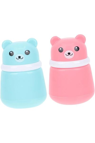 HAKIDZEL 2pcs Talcum Puff Box Bear Shape Makeup Puff Holder Body Powder Conta...