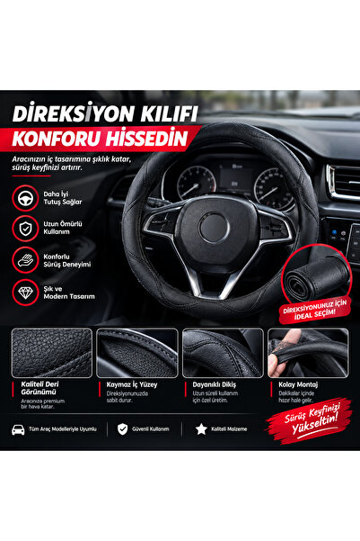 Dikişli kolay takılabilen direksiyon kılıfı
