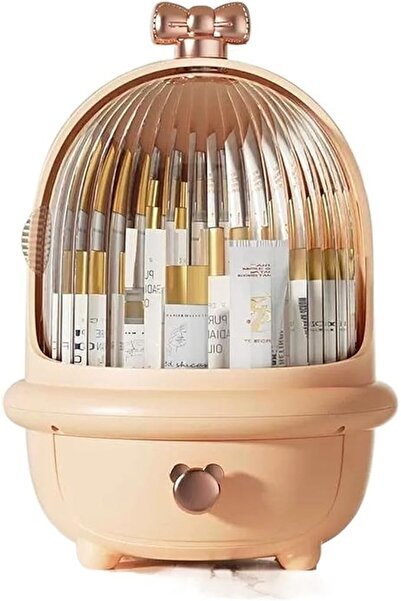 GENERAL Portable Makeup Makeup Organizer Box with Transparent Lid(Pink)