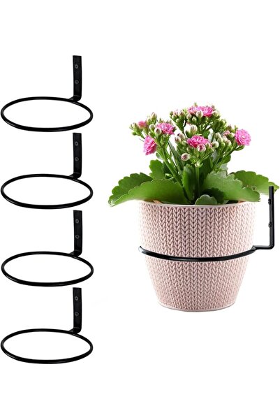 GENERAL 6 inch Flower Pot Holder Ring Wall Mounted Set of 4 Heavy Duty Metal ...