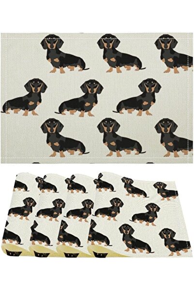 GENERAL Dachshund Weiner Pet Dogs Linen Placemats Set of 4 Washable Placemats...