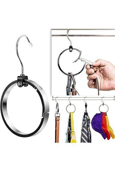 HASTHIP ® 360° Swivel Belt Organizer Ring, Wardrobe Hanger Organizer with Hoo...