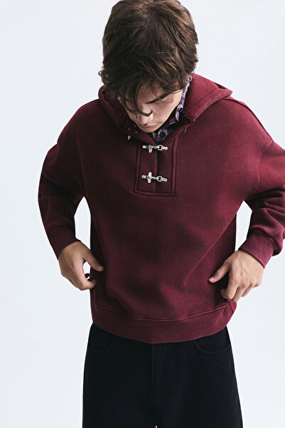 VAMOSCLO Boxy Fit Metal Klips Kapama Sweatshirt