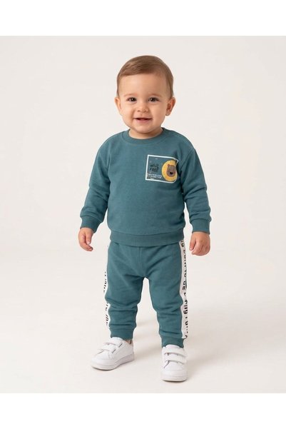 Ege Bebek Baby Boy Seasonal Printed Back Print Crew Neck Long Sleeve Bear Pri...