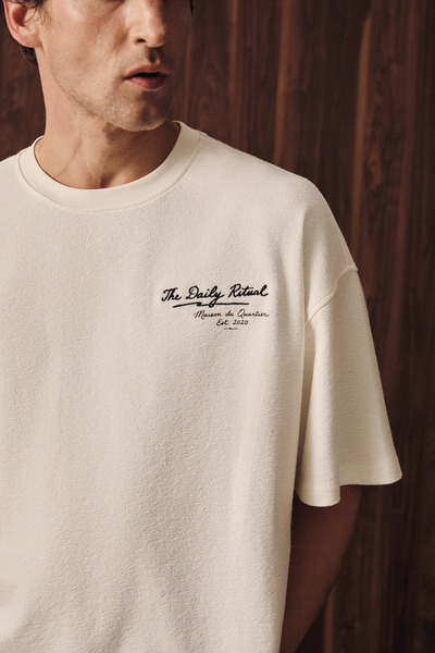 GRIMELANGE ELAN Erkek Baskılı Ve Nakışlı Ekru T-Shirt
