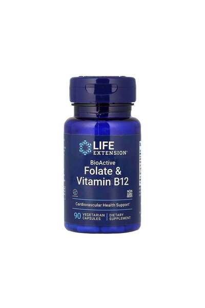 Life Extension بيو أكتيف فولات وفيتامين ب12 - 90 كبسولة نباتية