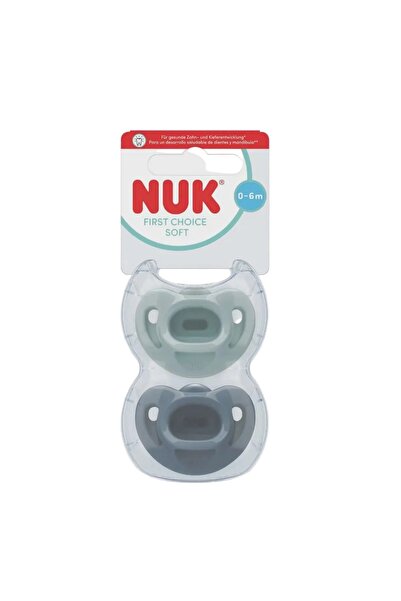 Nuk مصاصة ناعمة من السيليكون بنسبة 100% من فيرست تشويس، عبوة من قطعتين